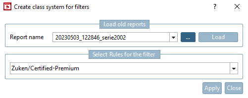 Dialog "Create class system for filters"