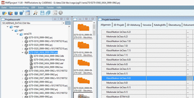 eClass 9.0 is exemplarily chosen