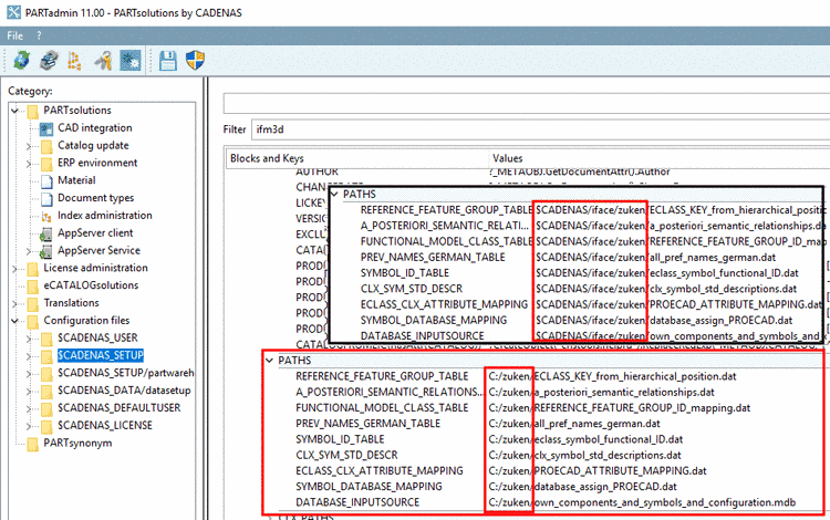 PATHS configuration entries: Here in this example the paths have been explicitly changed to C:/Zuken.