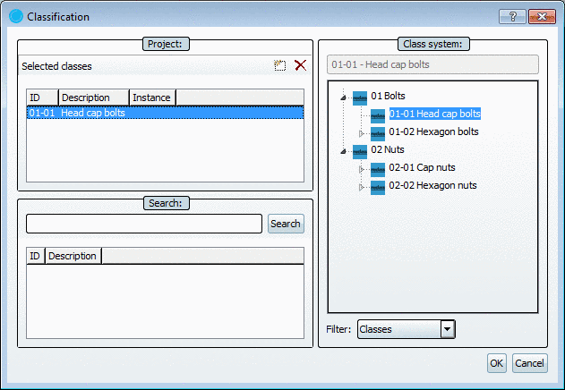 Dialog box "Classification"