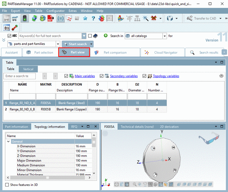 PARTdataManager - Part view