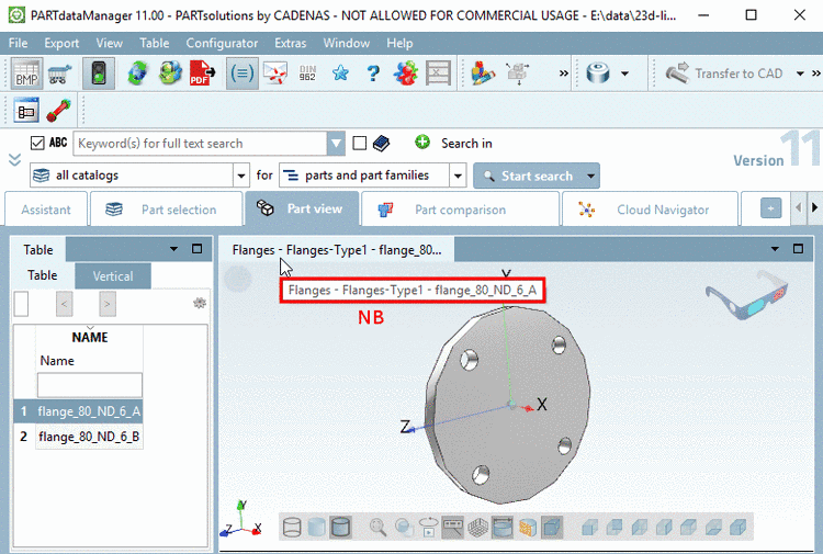 Display of NB in PARTdataManager