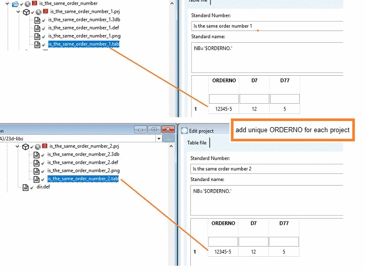 Add unique ORDENRNO for each project