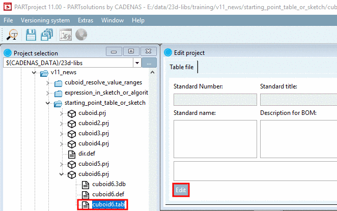 PARTdesigner opened via tab file