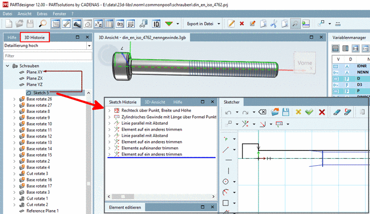 Calling the Sketcher via 3D History