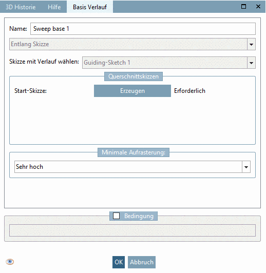 Tabbed page "Sweep base"