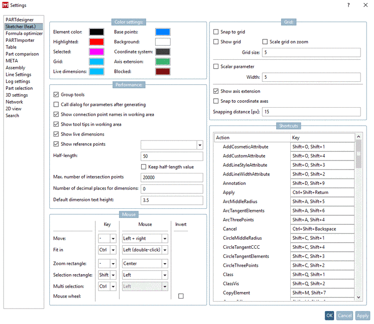 Preferences -> Sketcher (feat.)