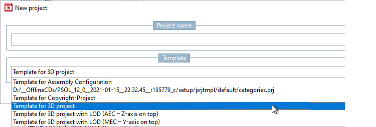"New project [New project] " dialog box