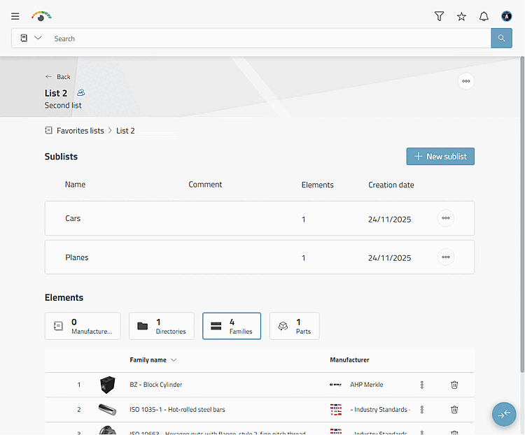 The "Families" element is selected as an example in the illustration.