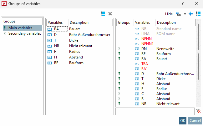 Order/Groups of Variables