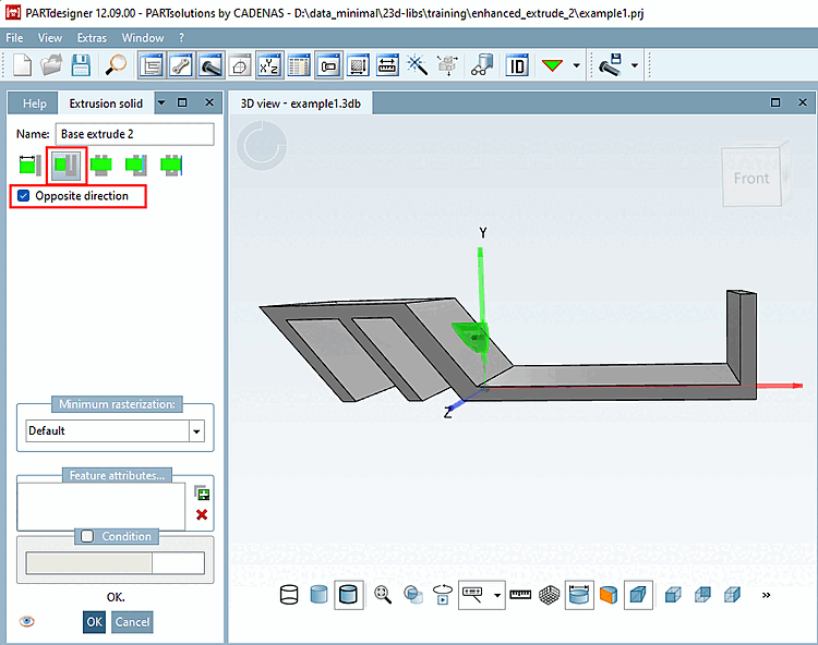 Extruded to the first fully hit surface