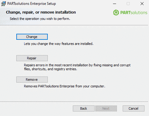 Change, repair, or remove installation