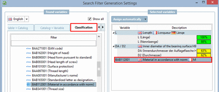 Tabbed page "Classification" -> tabbed page "CNS"-> "Filter"