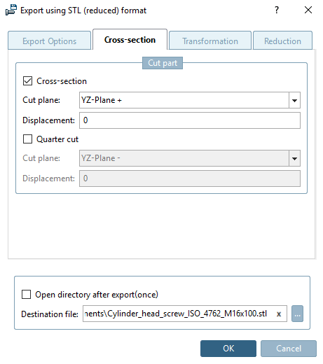 Cross-section " tab page