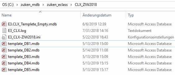 Example showing referenced database files. The installation directory may be very different!
