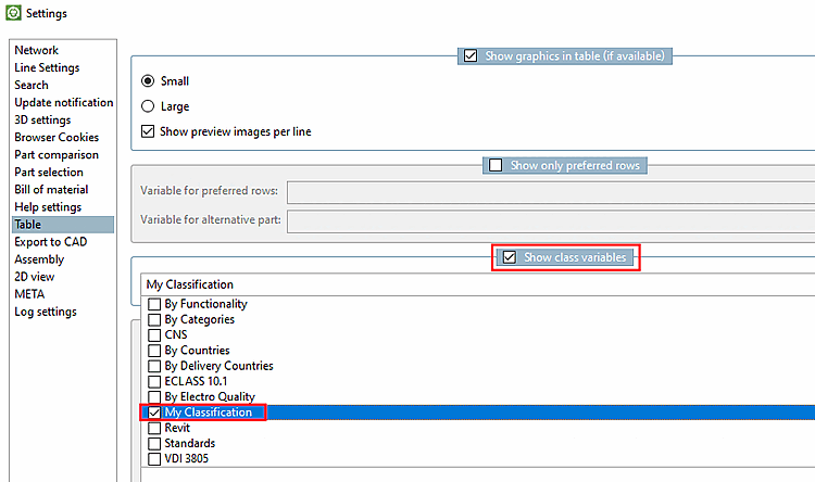 PARTdataManager -> Extras -> Settings... [Preferences...] -> Table -> Show class variables