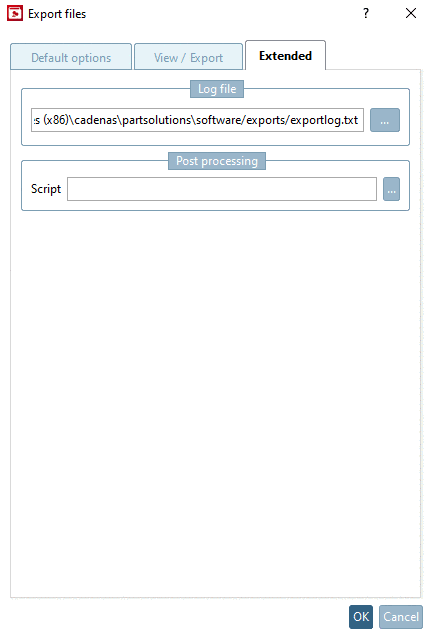 Export mode: Export files -> tabbed page "Extended"
