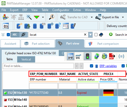 Example PARTdataManager