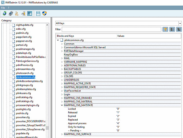 plinkcommon.cfg > "Block MAPPING_CNS_MATSTATE"