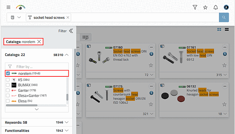 Filter catalogs