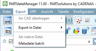 Export menu