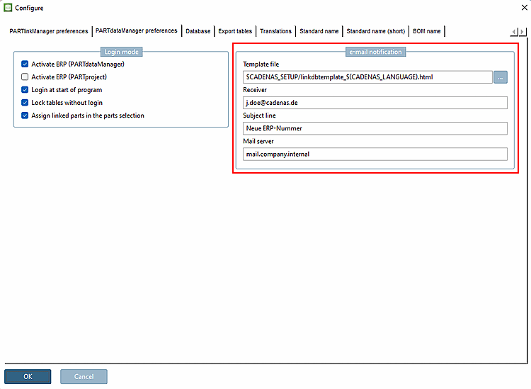 PARTlinkManager: E-mail notification [e-mail notification]