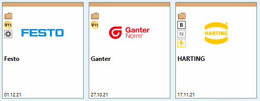 Catalog icons: Example with E, 2D