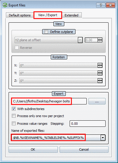 View / Export index page