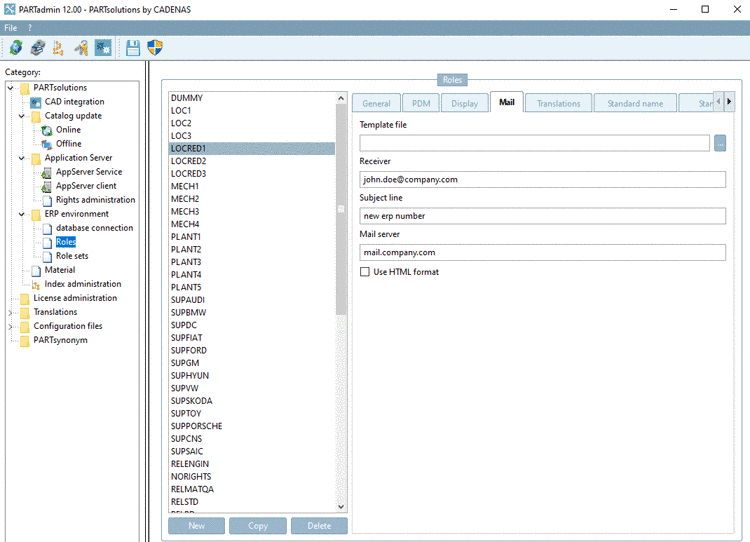 PARTadmin e-mail notification