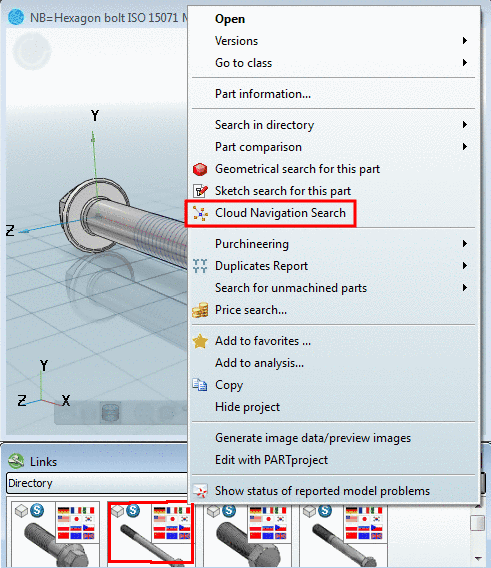 "Link database" Toolbar -> "Vorzugsreihen an/aus"