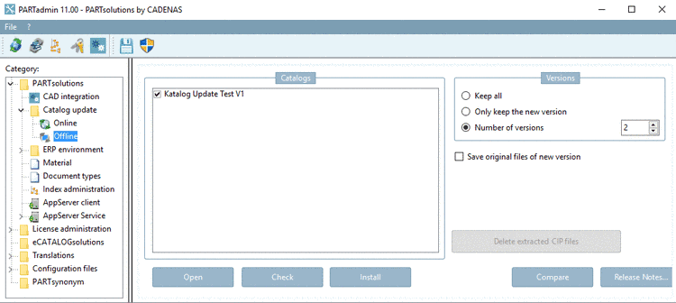 PARTadmin -> Catalog update -> Offline