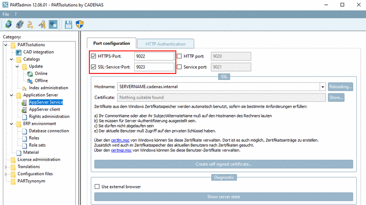 AppServer Service -> Port configuration -> HTTPS-Port