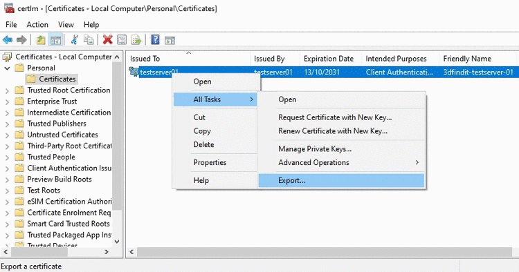 Part opened in the Classes selection