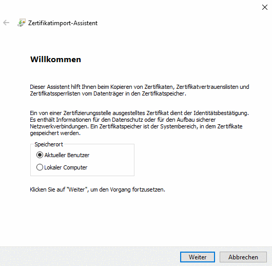 Zertifikatimport-Assistent