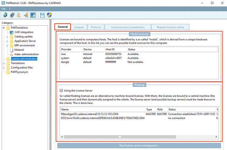 "General" tabbed page