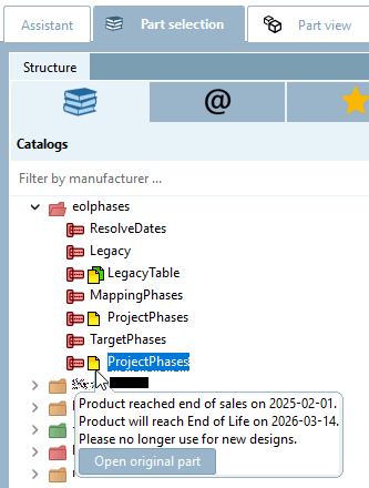 Tooltip result in part selection (PARTdataManager)