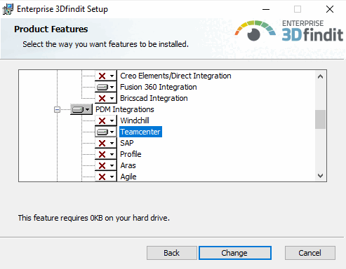 ENTERPRISE 3Dfindit Enterprise Setup > PDM Integrations > Teamcenter
