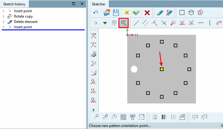Reference point for rotated pattern