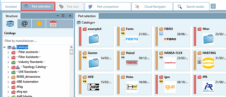 Search and parts selection [Search and Part Selection]