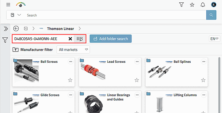 Example search with type code