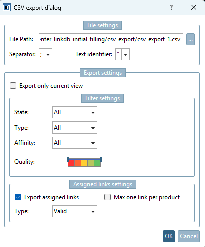 Export assigned links - Type "Valid"