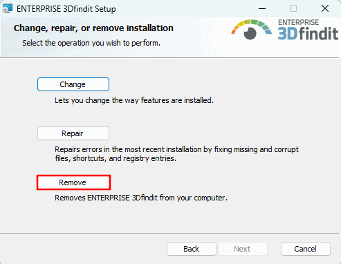 Change, repair or remove installation