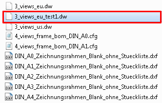 Exemplary excerpt with dw, cfg and dxf files