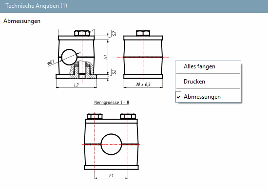 Context menu: Assembly - Technical data [Technical details]