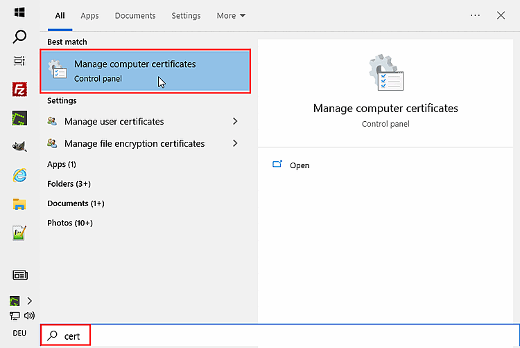 Manage computer certificates