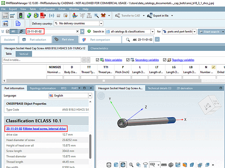 Example: Search with ECLASS number