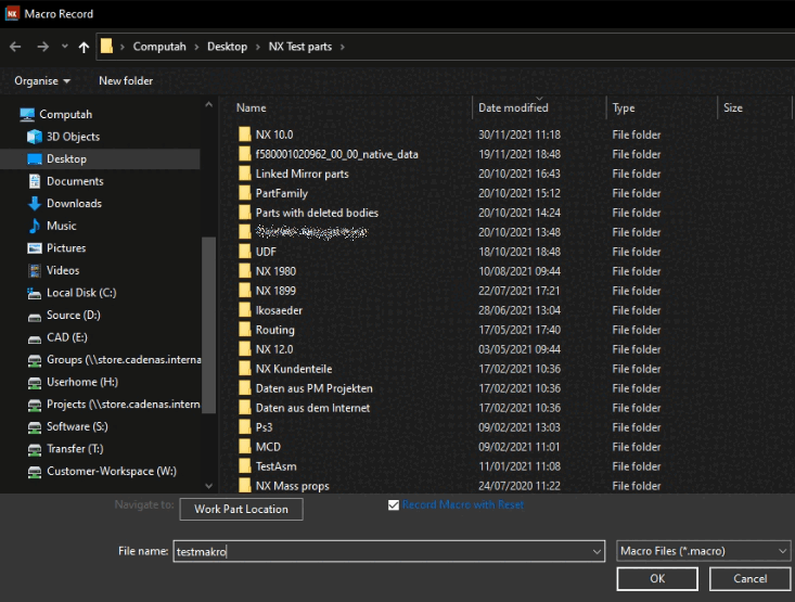 Macro Record" dialog