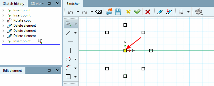 Reference point for rotation patterns [Reference point for rotated pattern]