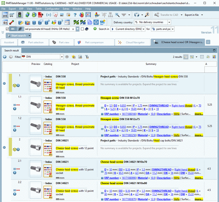 Directory with some projects opened in PARTcommunity (linked)