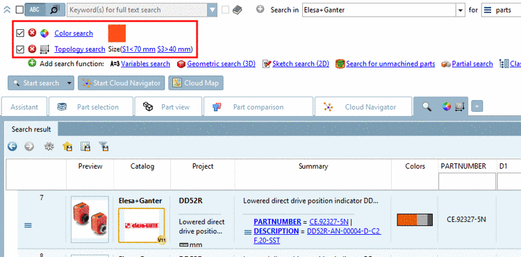 Color Search in combination with Topology search